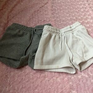 Everyday Cozy Women's Drawstring Shorts - White and Dark Gray